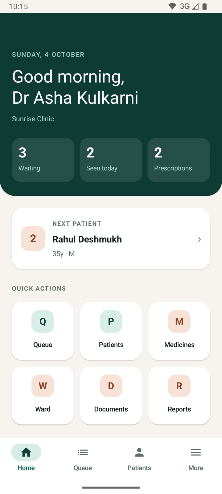 The Sixo Clinic home screen on a phone